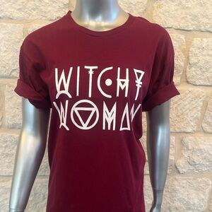 Witchy Woman Graphic Tee | Burgundy Pagan Wicca Halloween Shirt